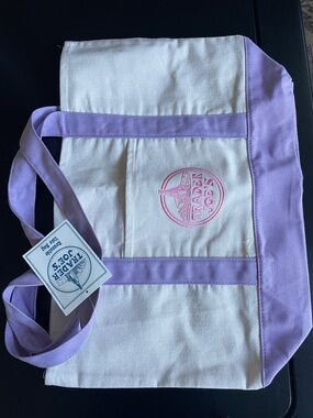 Trader Joe's Lavender & Cream Canvas Tote